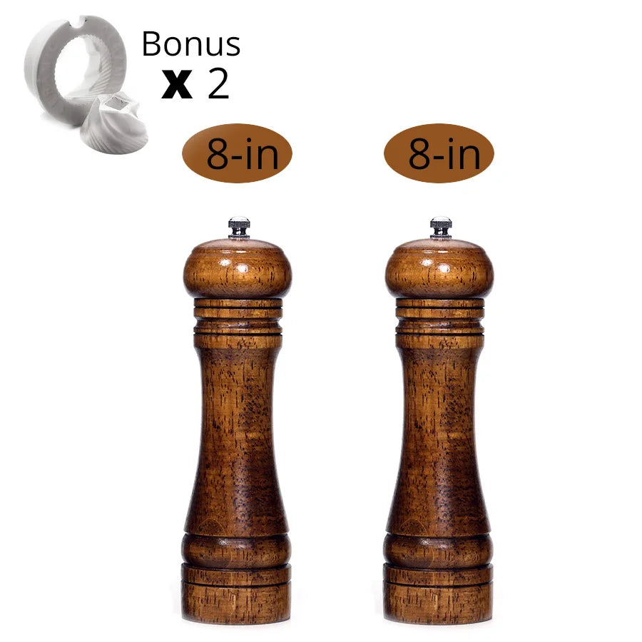 Salt and Pepper Mills, Solid Wood Pepper Mill with Strong Adjustable Ceramic Grinder 5" 8" 10" - Kitchen Tools by Leeseph Peaceful Pleasures Health and Wellness 8 and 8 inch China Mainland