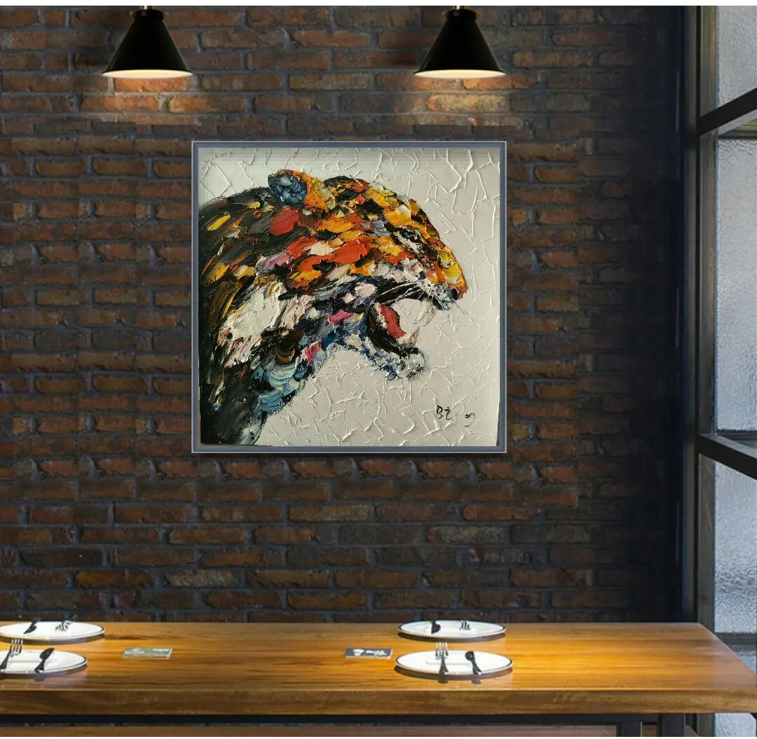 Knife Painting Horse Animals, Handpainted Painting, Wall Art, Modern Picture Palette, Home Decor Peaceful Pleasures Health and Wellness Burgundy 50x50cm