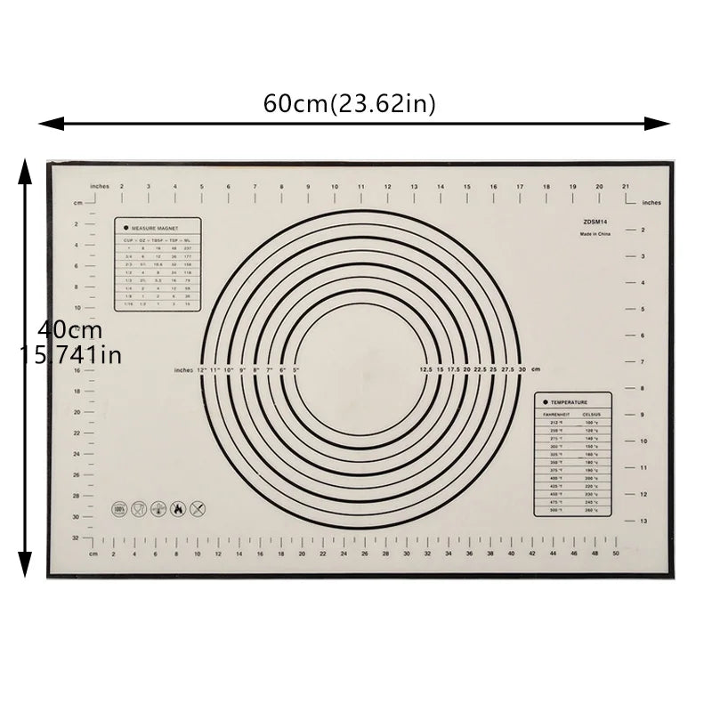 Silicone Baking Mat with Scale – Non-Stick Rolling Dough, Fondant & Pastry Mat | BPA-Free | 3 Sizes, 6 Colors
