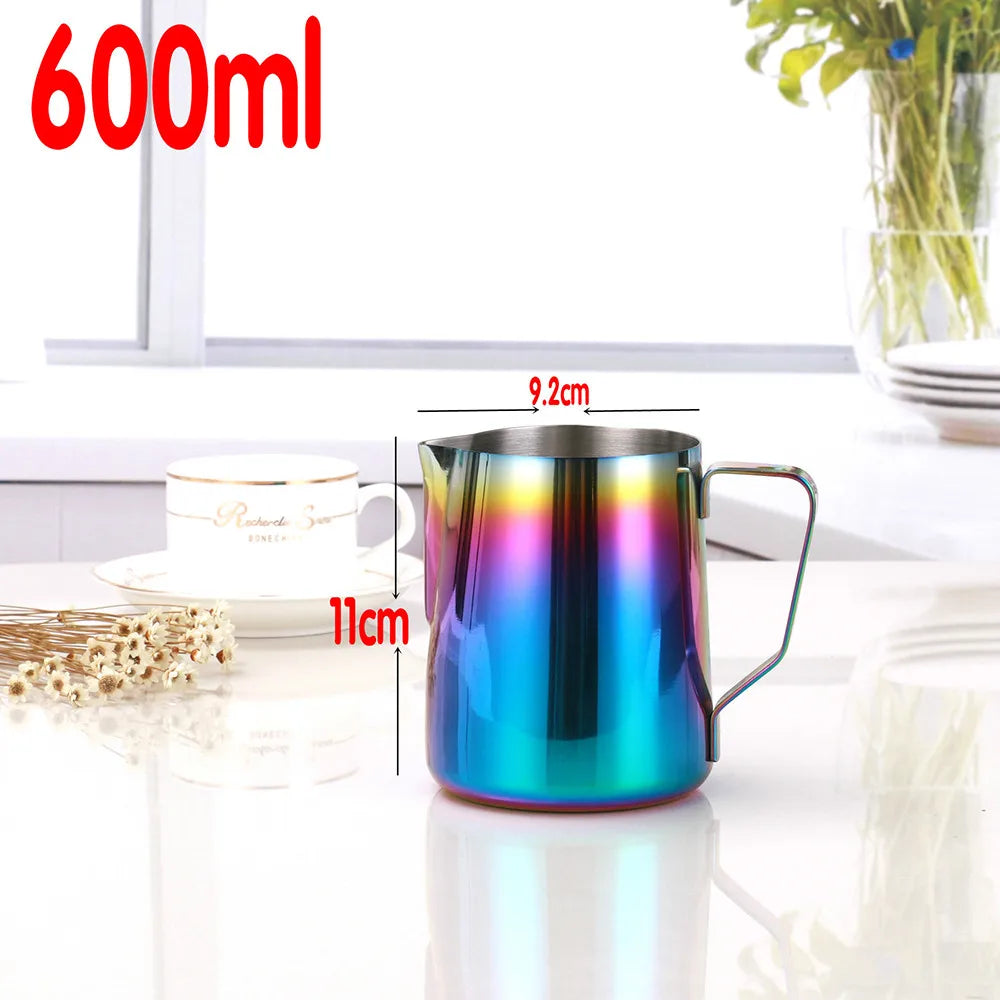 Colorful Stainless Steel Milk Frothing Pitcher – Latte Art Jug (350ml / 600ml)