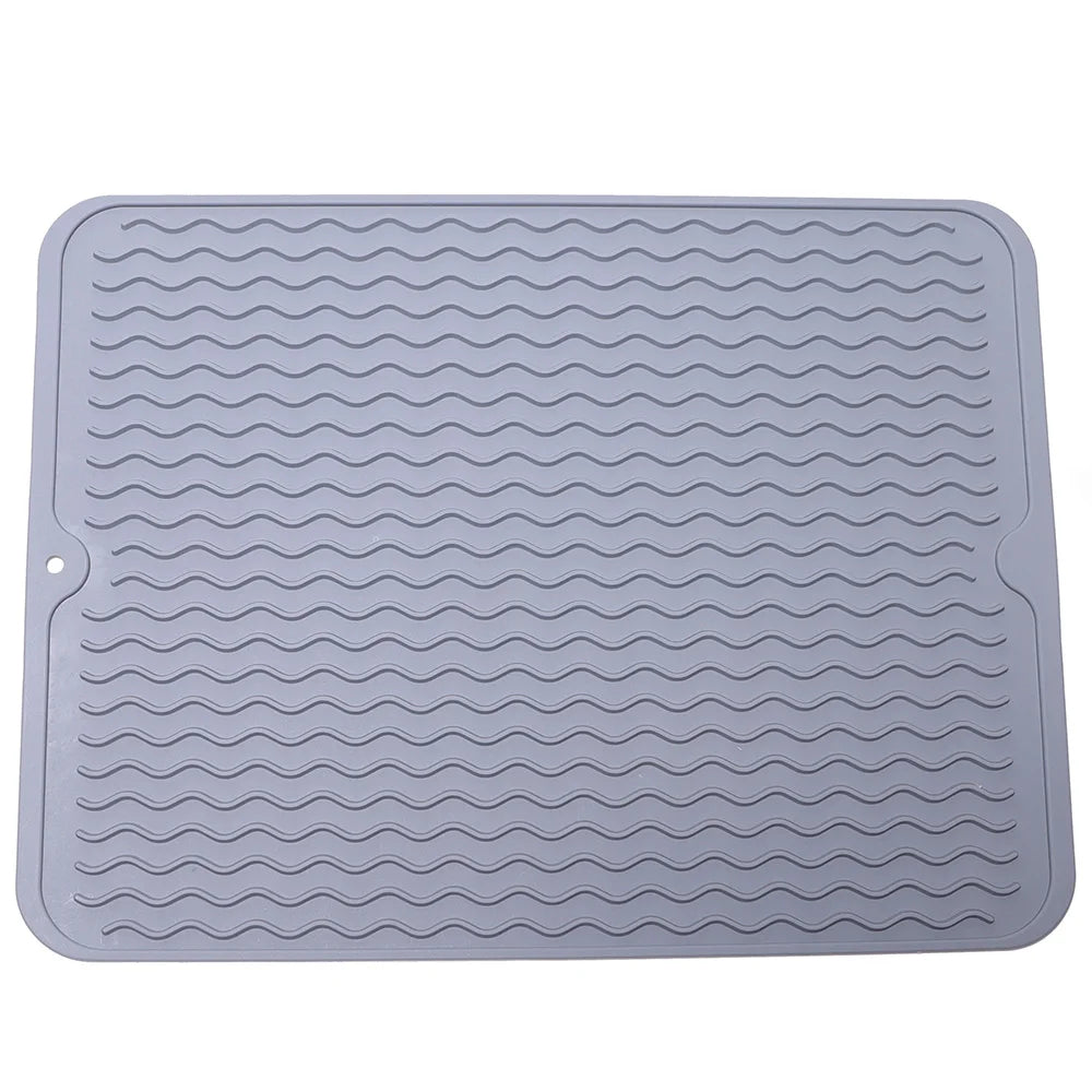 Silicone Dish Drying Mat, 40 x 30cm - Large Dish Drying Mat, Counter top Mat, Dish Draining Mat, Sink Mat, Large Silicone Trivet Peaceful Pleasures Health and Wellness Light Grey