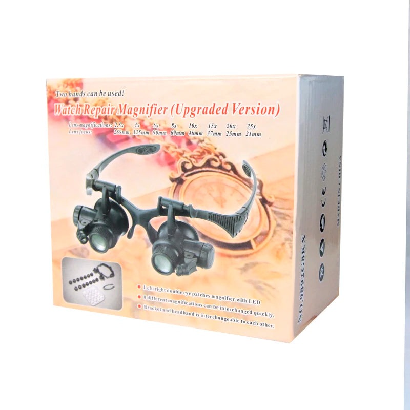 Magnifying Glasses Reading Illuminated Magnifier 2 Lights Head Loupe with Detachable Lenses for Jewelry Watch Electronic Repair Peaceful Pleasures Health and Wellness