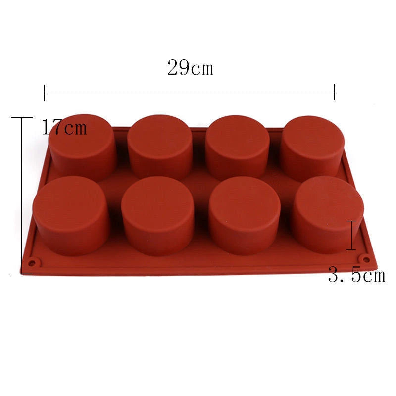8-Cavity Round Silicone Baking Mold – Non-Stick Muffin, Mousse, Chocolate & Jelly Mold