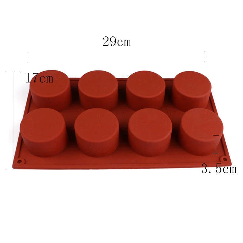 8-Hole Non-Stick Silicone Cake Mold – Muffin, Mousse & Choc