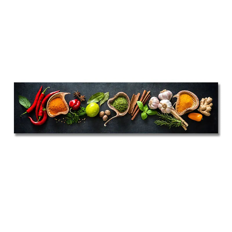 Grains Spices Peppers Food Canvas Art Painting Kitchen Decoration Poster Prints For Dining room Wall Art Pictures Home Art Decor Peaceful Pleasures Health and Wellness 20x80cm No Frame QPA0041