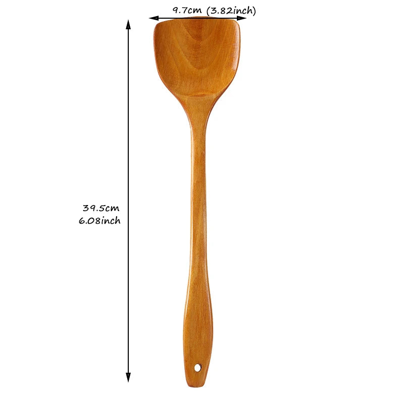 Beech Wood Turner Spatula – Non-Stick Wooden Cooking Shovel & Kitchen Utensil