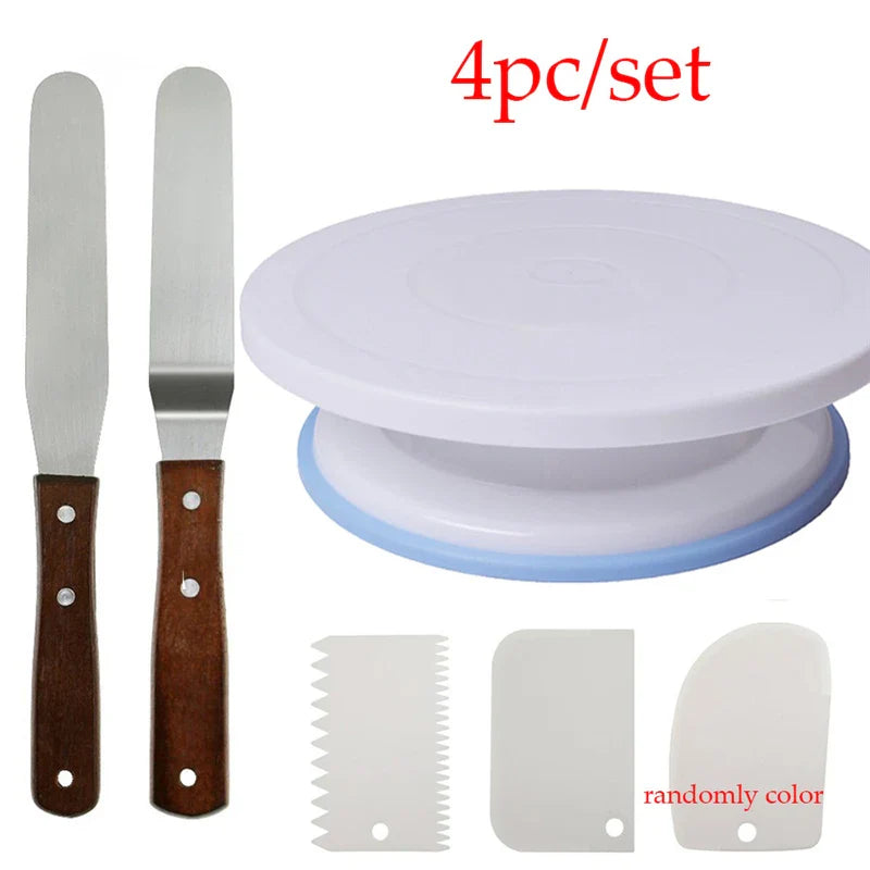 5-Pc Rotating Cake Turntable Set – 27cm Stand & Decorating Tools