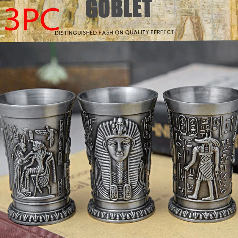 Ancient Egypt Decorative Metal Wine Goblet – Retro Egyptian Chalice, Unique Gift for Halloween & Christmas