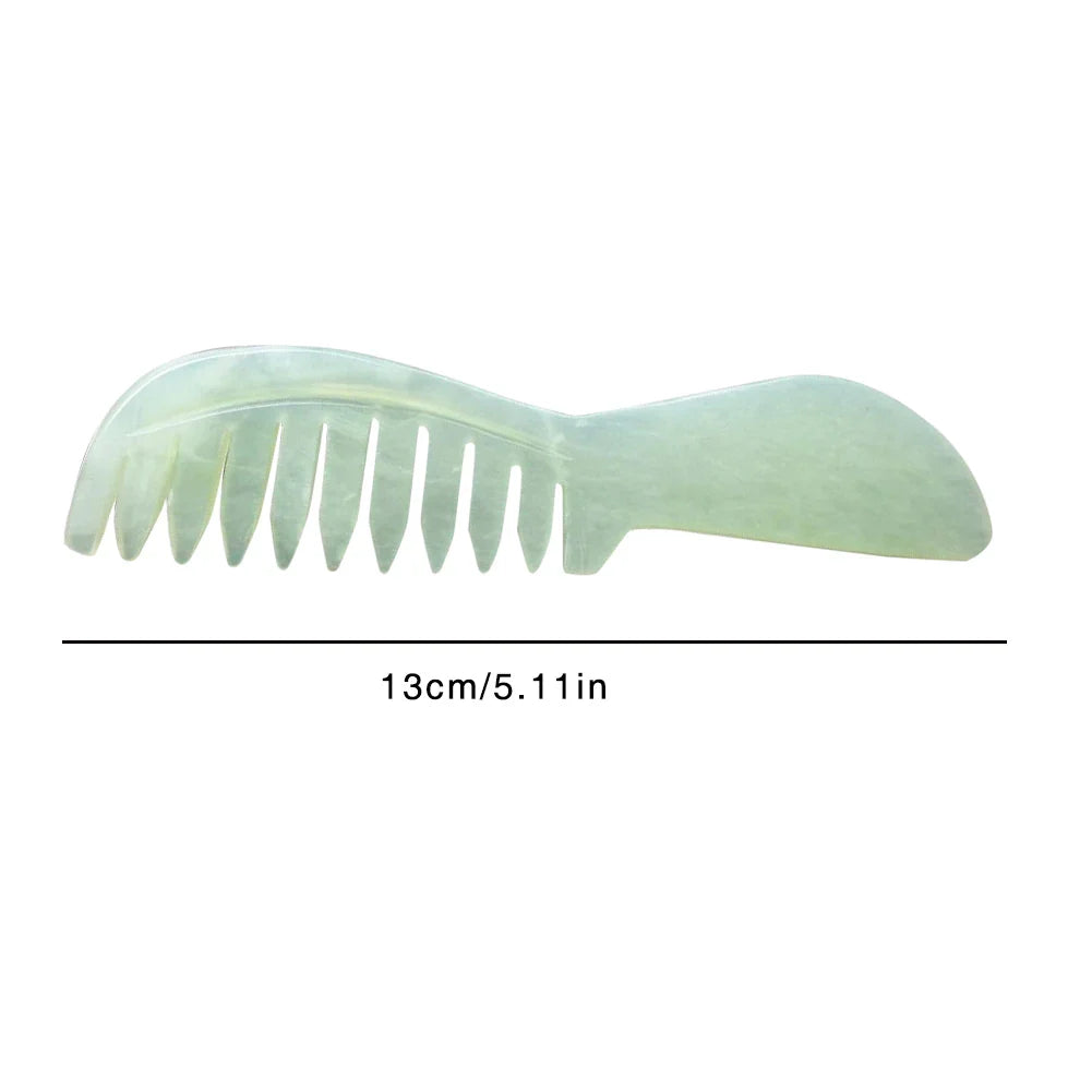 Natural Jade Massage Comb – Scalp Stimulator & Gua Sha Tool