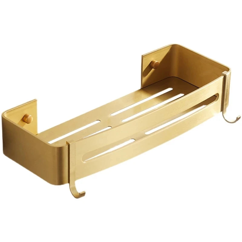 Brushed Gold Triple-Tier Corner Shelf | Wall Mounted Bathroom