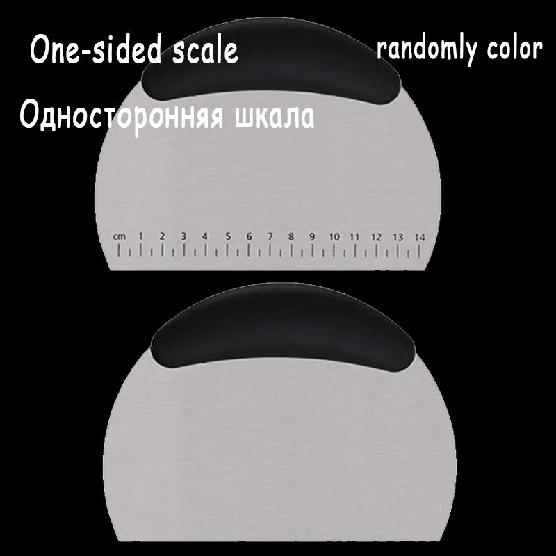 Semicircle Stainless Steel Dough Scraper with Measurement Scale – 16.2×11.7cm, Pizza & Bread Cutter Baking Tool