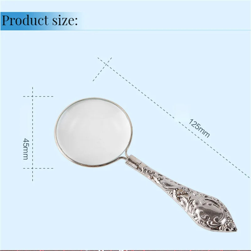 5X Carved Magnifier Handheld Magnifier Reading Magnifying Glass Lens For Reading Inspection Crafts Hobbies Jewelry Loupe Peaceful Pleasures Health and Wellness