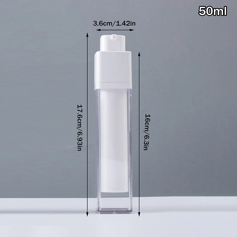 15/30/50ml Square Vacuum Bottle Press Lotion Empty Dispensers Liquid Foundation Makeup Portable Lady Essence Cosmetic Container Peaceful Pleasures Health and Wellness 50ml trans