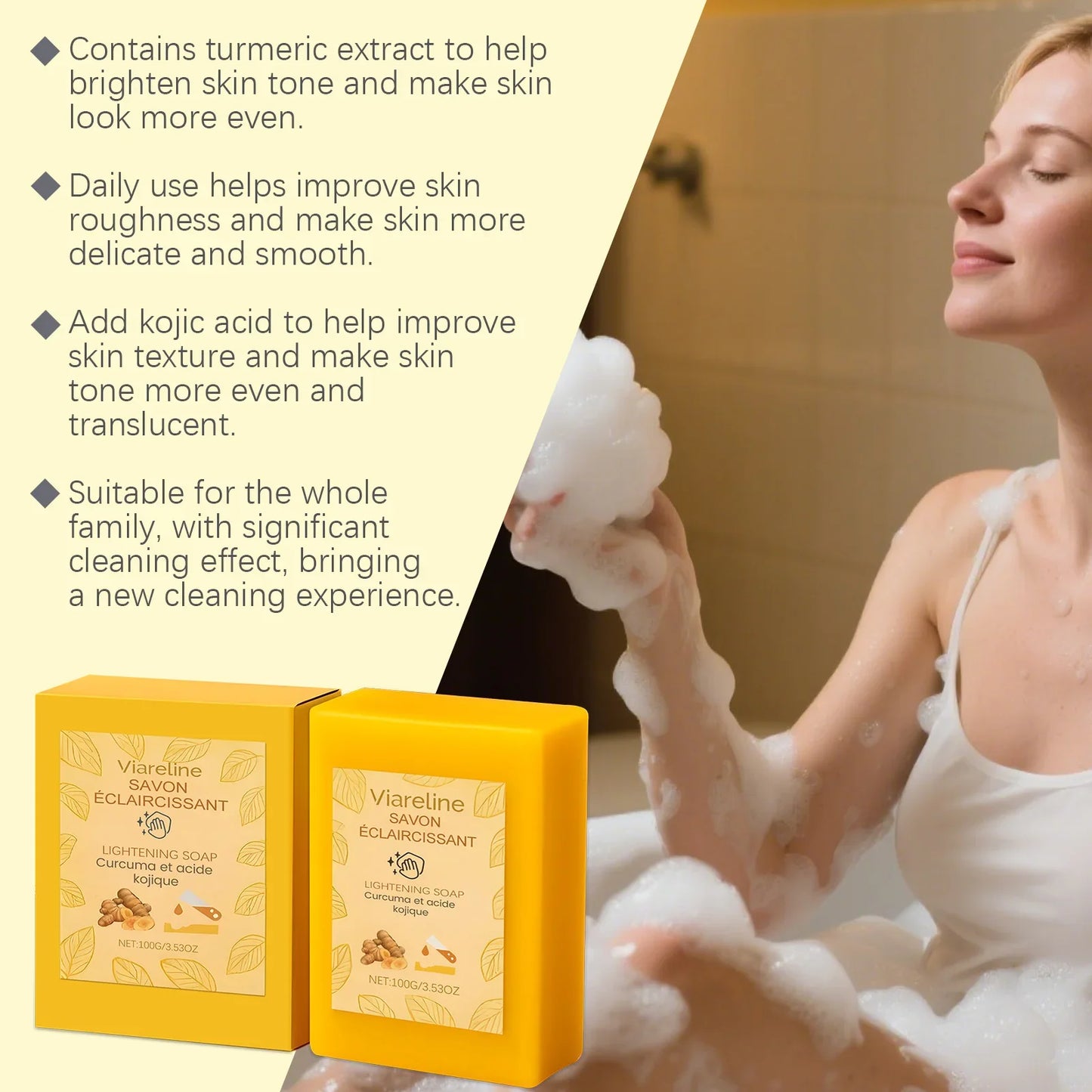 Viareline Kojic Acid Turmeric Soap – Even Skin Tone 100g