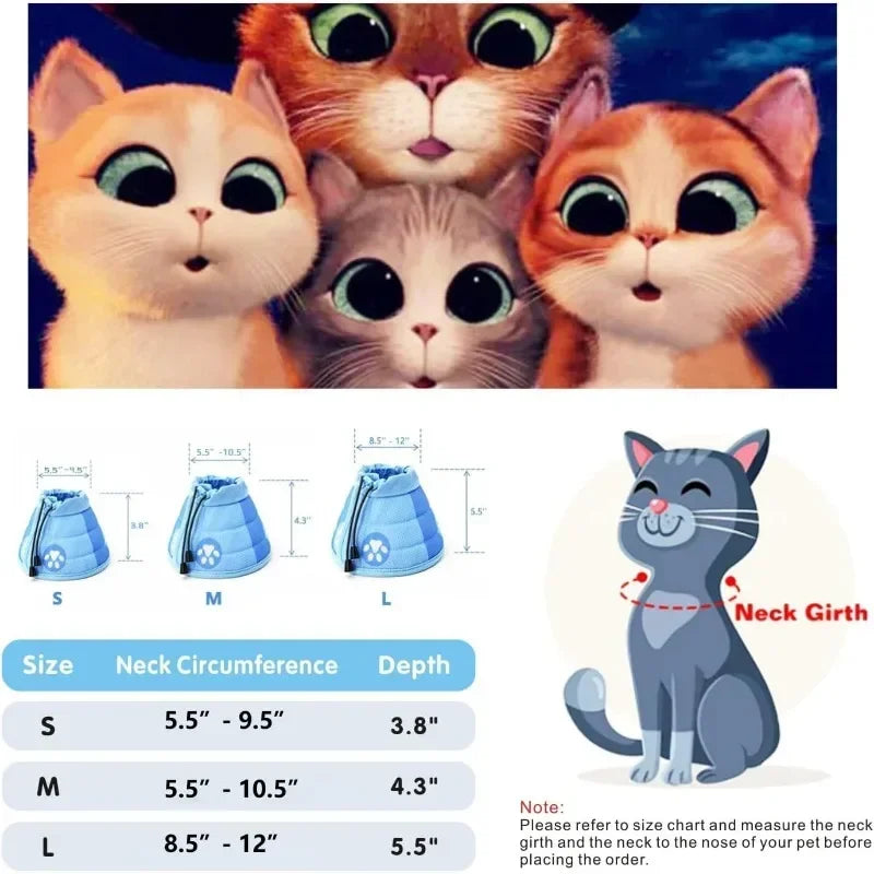 Adjustable Cat Cone Collar Soft Cute Cats Recovery Collar Protective Pet After Surgery Lightweight Elizabethan Collars for Pet Peaceful Pleasures Health and Wellness
