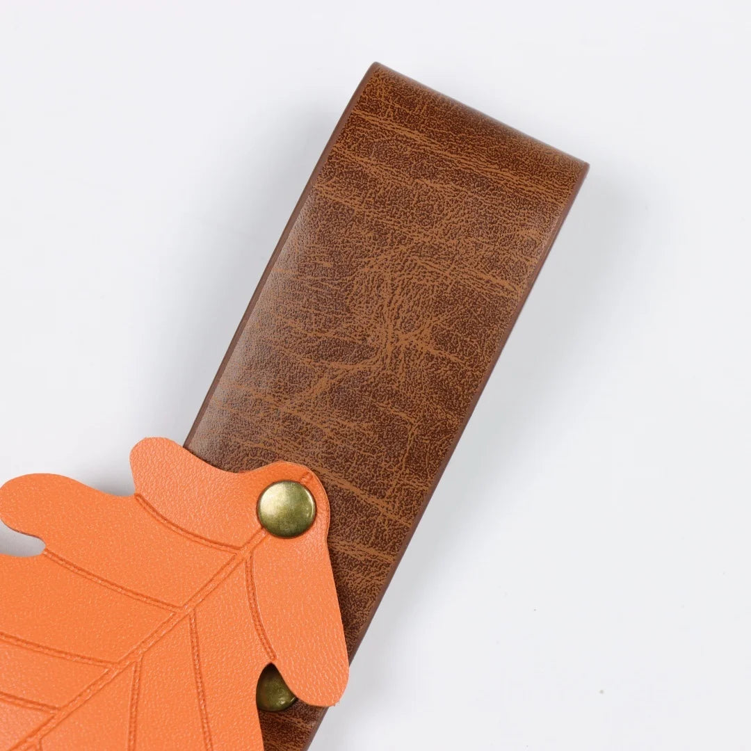 Vintage Oak Leaf Leather Waist Belt Accessory Double O Ring Skirt