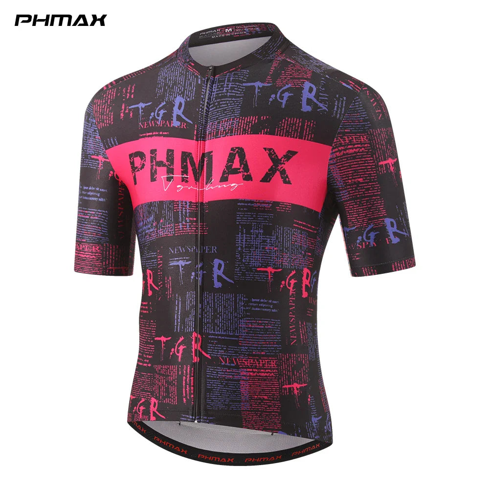 PHMAX Men's Short Sleeve Cycling Jersey – Breathable MTB Shirt