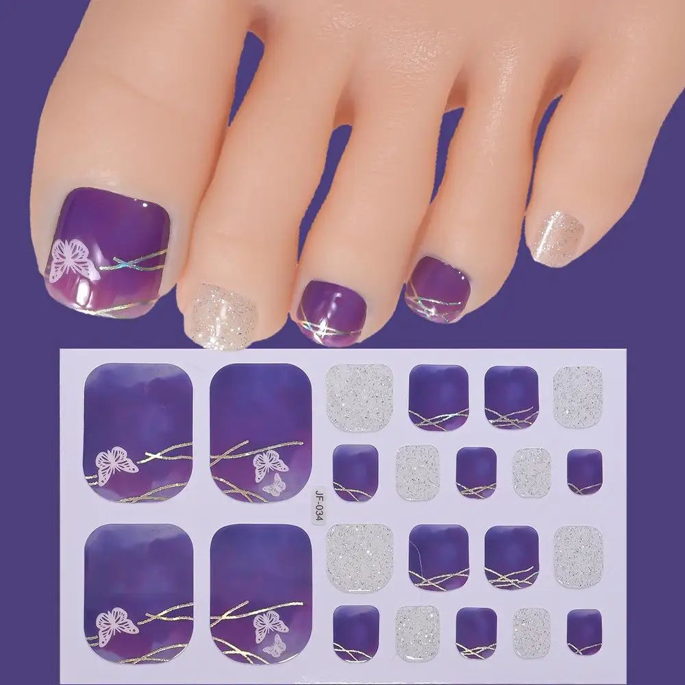 22tips/Sheet Glitter Toenail Stickers Glittering Full Wraps for Summer Pool and Beach for Nail Art and Decorative Nail Decals Peaceful Pleasures Health and Wellness D