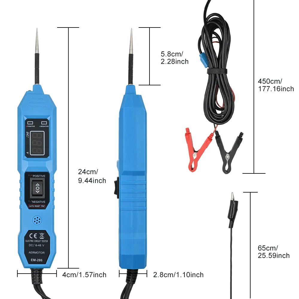 Automotive Circuit Tester Voltage Display LED Probe Kit 6-48V