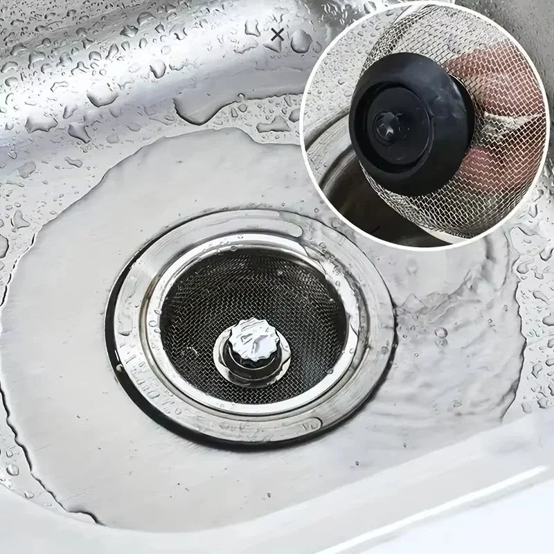 2-Pack Stainless Steel Kitchen Sink Strainer with Handle & Stopper
