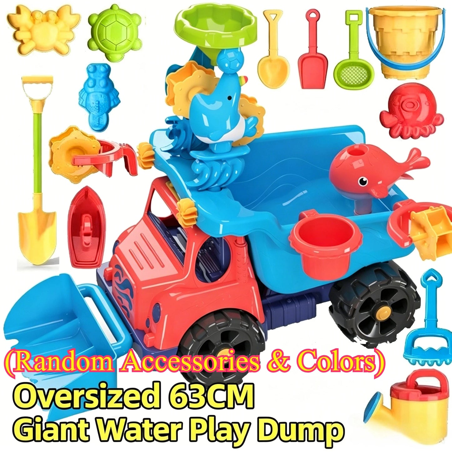 Large Beach Dump Truck Sand Toy Set for Kids – Molds & Tools