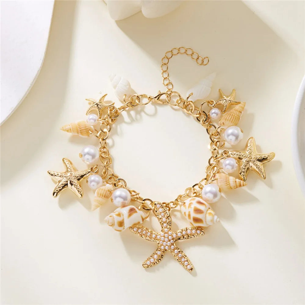 Bohemian Beach Jewelry Set – Starfish Necklace & Waist Chain