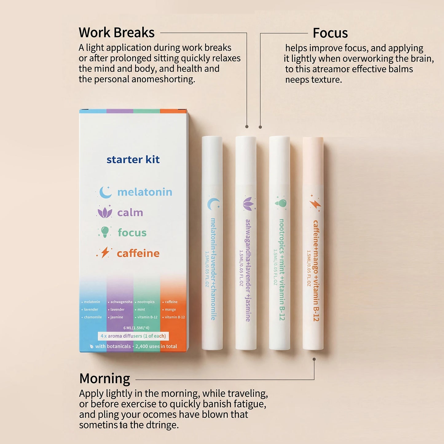 4-in-1 Herbal Aroma Nasal Inhaler Sticks – Calm, Focus & Sleep