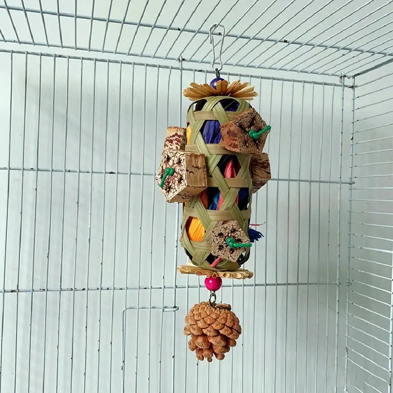 Parrot Foraging Chew Toy – Natural Wood Bird Enrichment Toy Bird Foraging Toy Peaceful Pleasures Health and Wellness