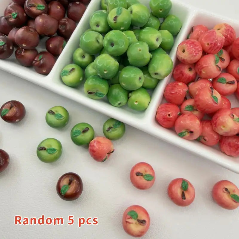 5-Pack 3D Resin Fruit Charms for DIY Jewelry Bracelets