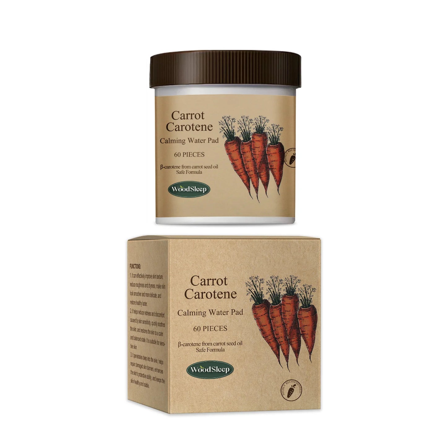 WOODSLEEP Carotenoid Calming Facial Pads – 60 Pcs | Hydrate
