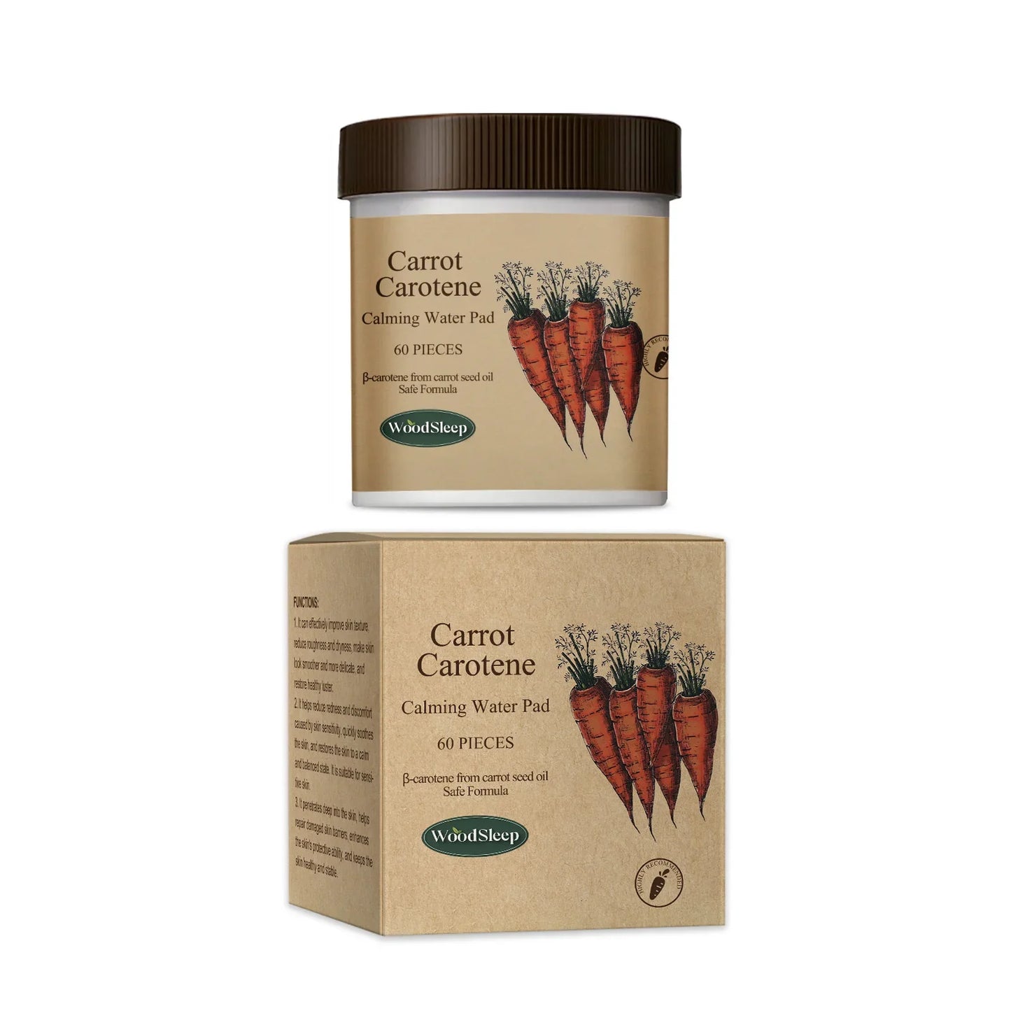 WOODSLEEP Carotenoid Calming Facial Pads – 60pc Hydrating Mask