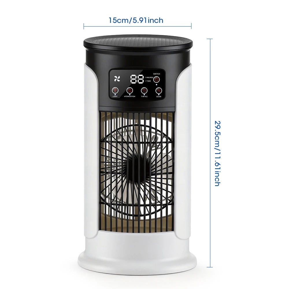 3 in 1 Portable Air Cooler with Humidifier 6 Wind Speed Fast Cooling Air Conditioner Misting Fan for Home Office Kitchen Desktop Peaceful Pleasures Health and Wellness