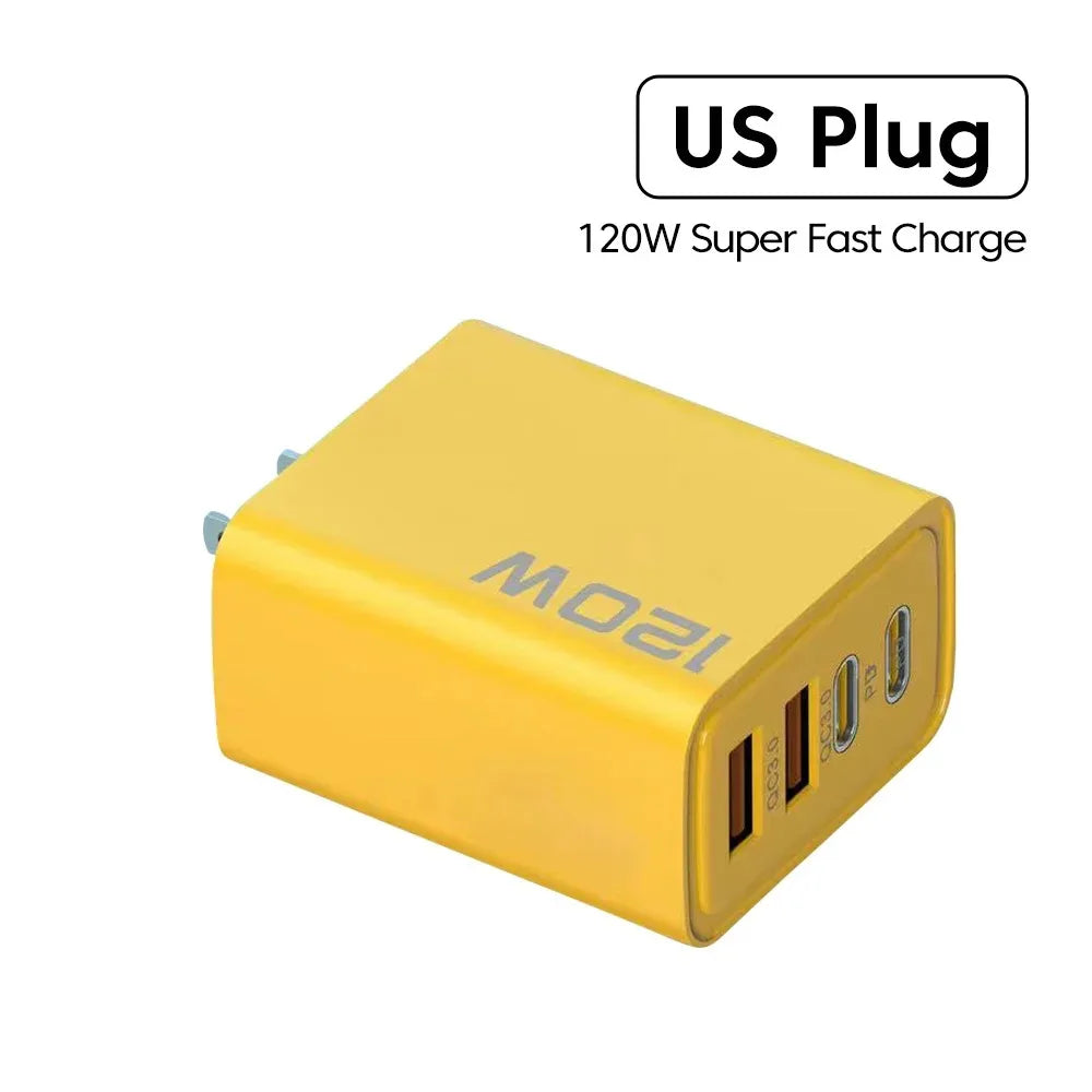 4-Port 120W USB-C PD Wall Charger | Quick Charge 3.0 Fast Charge