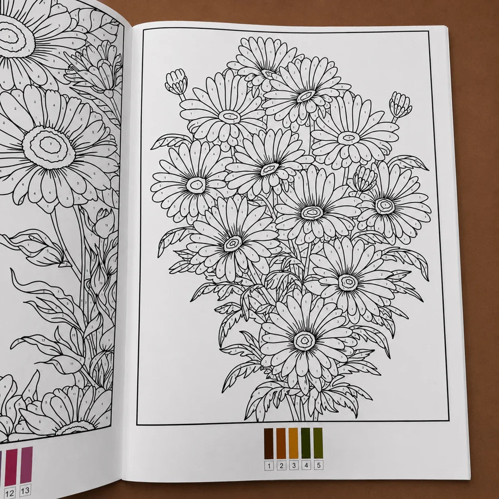 Number Coloring Book Adults 32 Pages Mandala Flower Animal Patterns