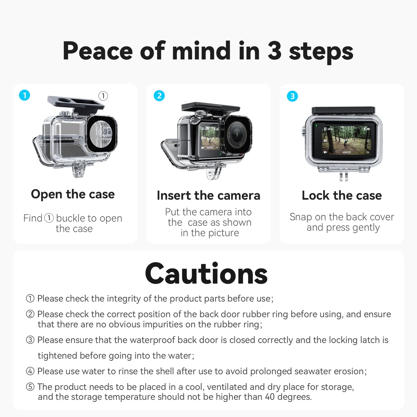 TELESIN 45M Waterproof Case For DJI OSMO Action 3 4 5 pro Camera Accessories Underwater Diving Housing High Definition Cover Peaceful Pleasures Health and Wellness