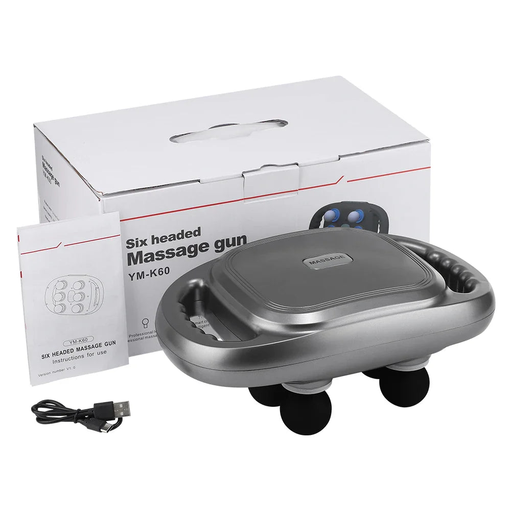 Electric Massage Gun – 6 Heads, 9 Modes & Red Light Therapy
