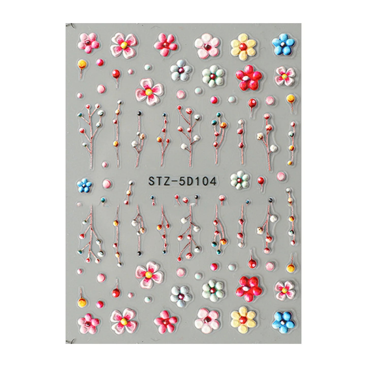 5D Embossed Flower Nail Art Stickers | Laser Glitter Decals