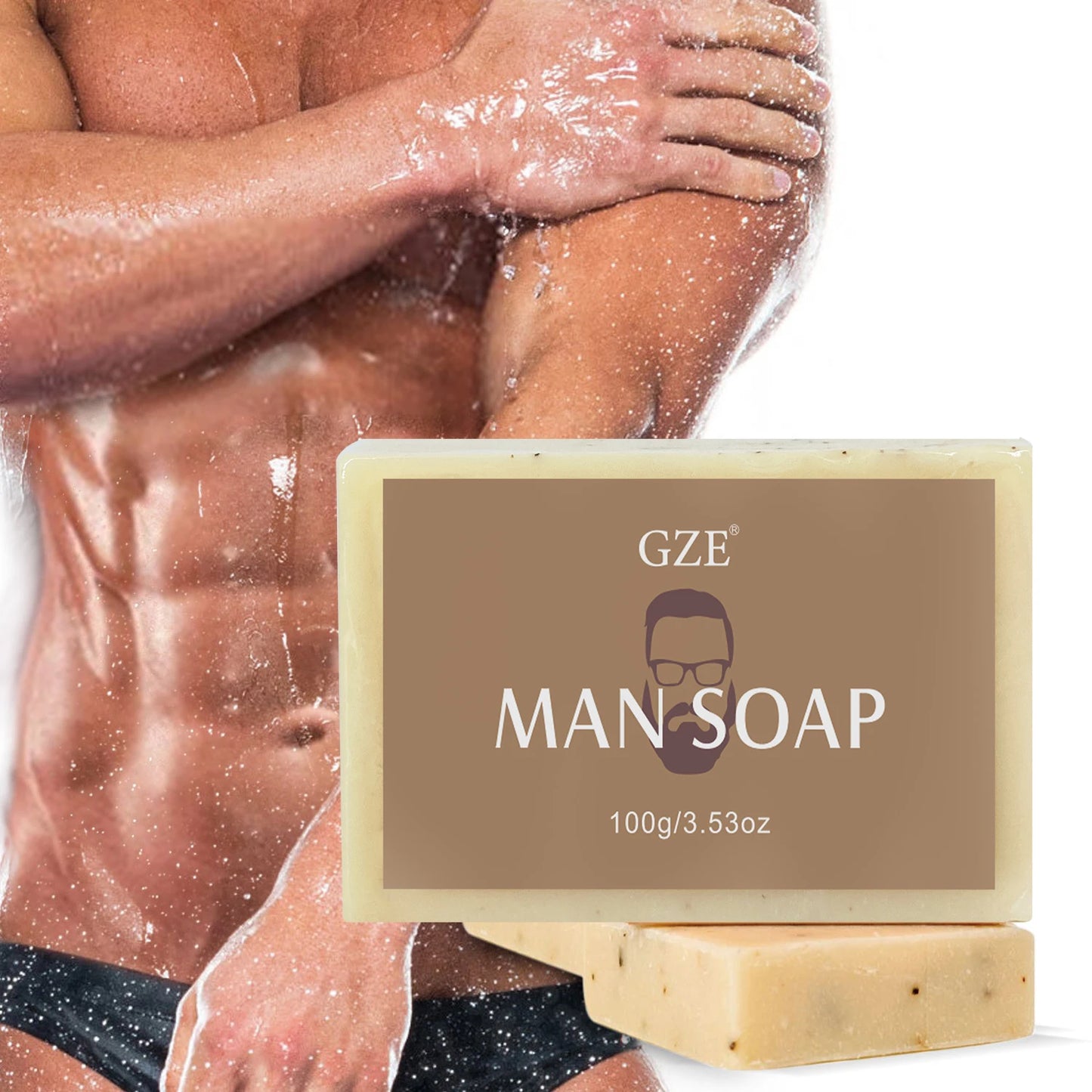 GZE Men's 3-in-1 Exfoliating Scrub Bar – Body, Face & Shave