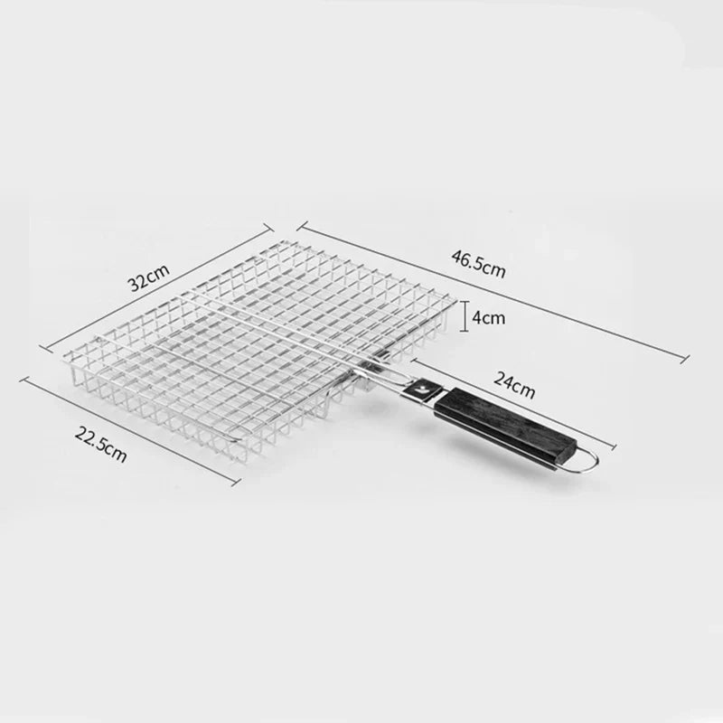 Folding Stainless Steel BBQ Grill Basket – Fish, Veggies & Shrimp