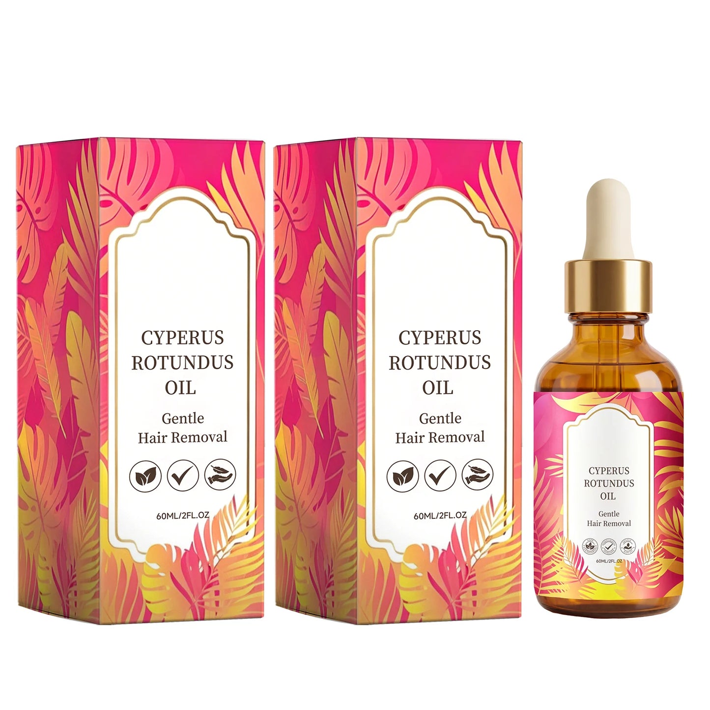 Natural Cyperus Rotundus Oil Removing Hair Moisturizing Sootheing Skin Improve Skin Texture Slow down Hair Growth Skin Care Oil Peaceful Pleasures Health and Wellness 2 x 60ml Boxed