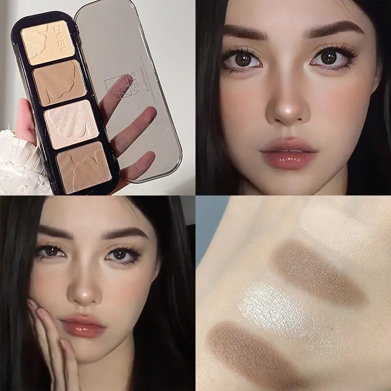 4-in-1 Contour & Highlight Palette | Matte Shimmer Face Sculpting