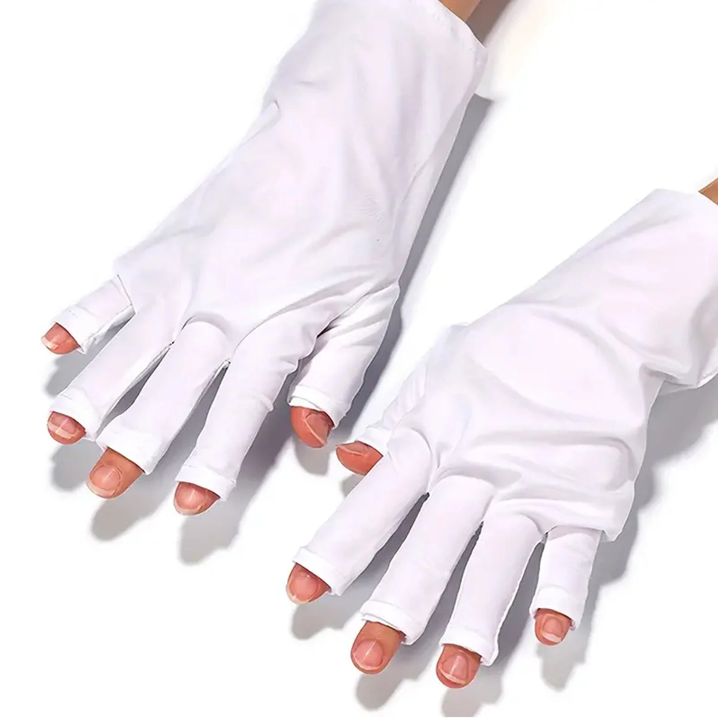 Anti UV Gloves Gel Professional Protection Gloves For ManicuresProtect Hands Nail Art Stretchy Fingerless Glove For Home Outdoor Peaceful Pleasures Health and Wellness White