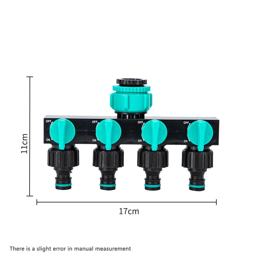 4-Way Garden Hose Splitter & Faucet Water Distributor Hose Splitter Peaceful Pleasures Health and Wellness Blue
