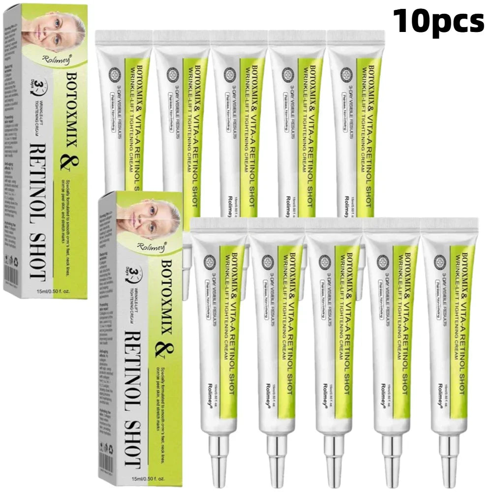 15g Retinal-Shot Tightening Booster Face Cream & Eye Cream Anti-Aging Firming Lifting, Fade Fine Lines, Night Moisturizer Peaceful Pleasures Health and Wellness 10PCS