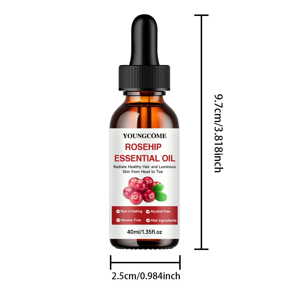 Pure Rosehip Essential Oil Fade Fine Line Lifting Firming Repair Moisturizing Whitening Nourishing Skincare Oil for Hair Face Peaceful Pleasures Health and Wellness 40ml Other
