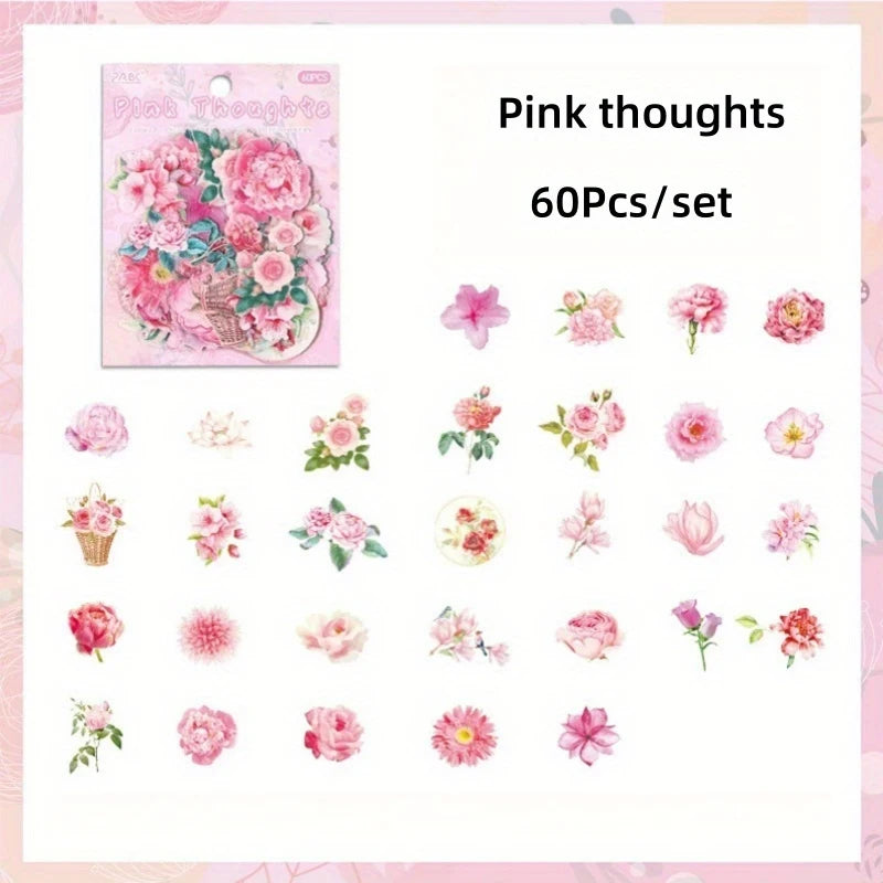 Floral Waterproof Stickers – Transparent Flower Decals for Crafts
