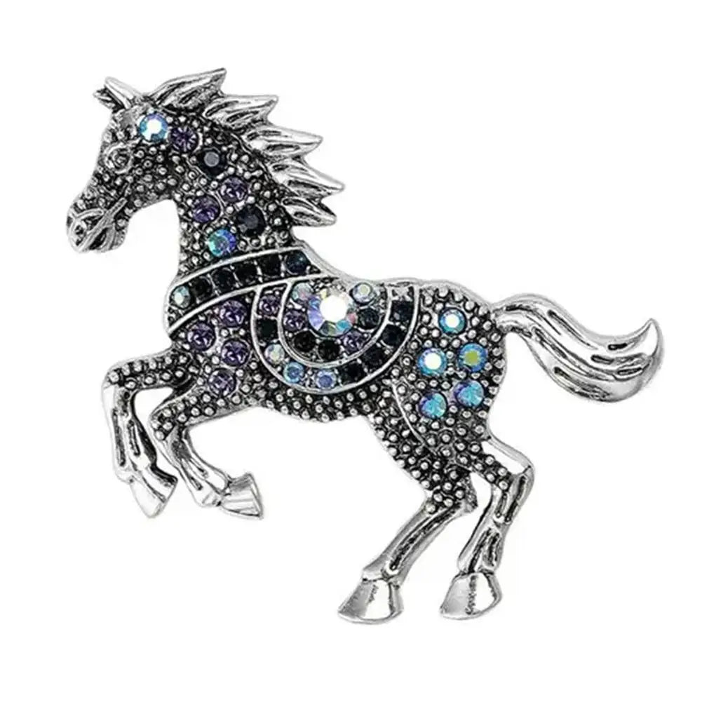 Rhinestone Horse Brooch | Enamel Zodiac Animal Pin for Women Enamel Brooch Pin Peaceful Pleasures Health and Wellness D