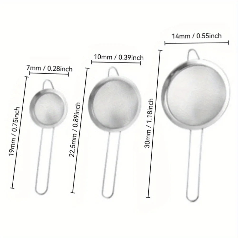 3-Piece Stainless Steel Mesh Strainer Set | Small Medium Large Kitchen Mesh Strainer Set Peaceful Pleasures Health and Wellness