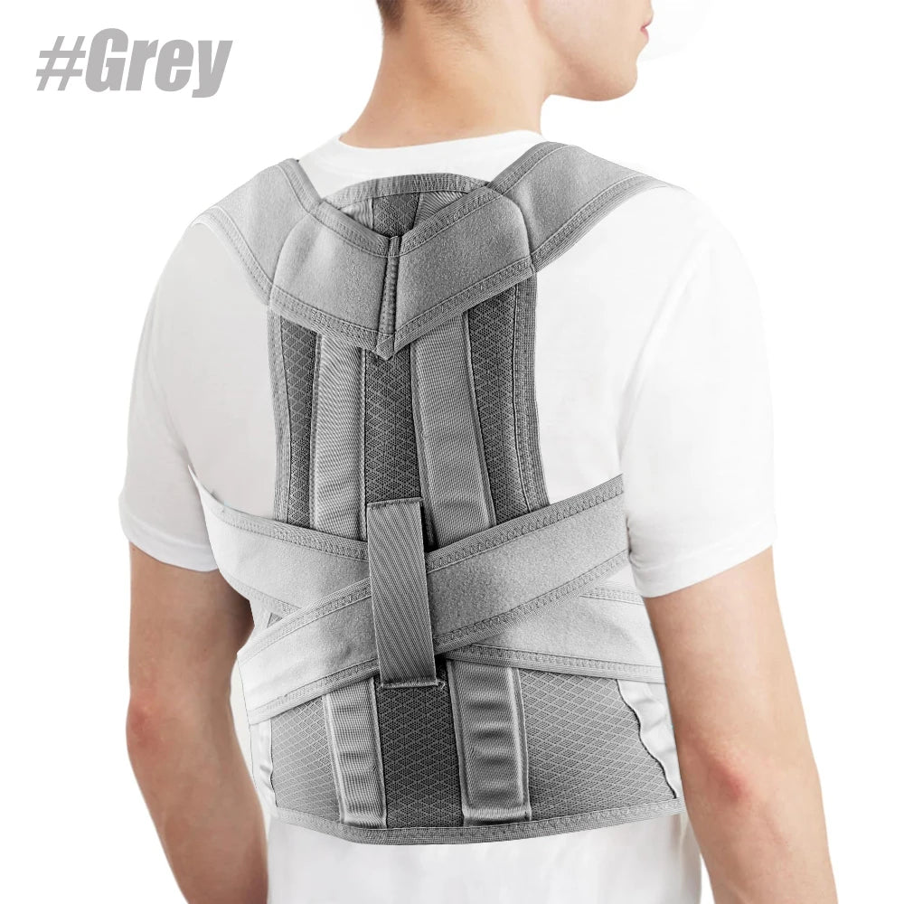 Adjustable Posture Corrector Brace – Back & Lumbar Support Posture Corrector Brace Peaceful Pleasures Health and Wellness Gray-1PCS S