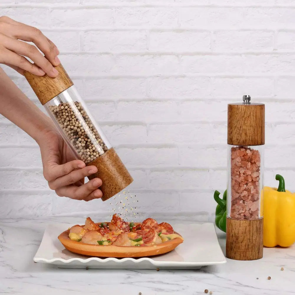 Leeseph 8inch Salt and Pepper Grinder Set of 2, Adjustable Coarseness and Cleaning Brush, Perfect for Modern Kitchens Peaceful Pleasures Health and Wellness